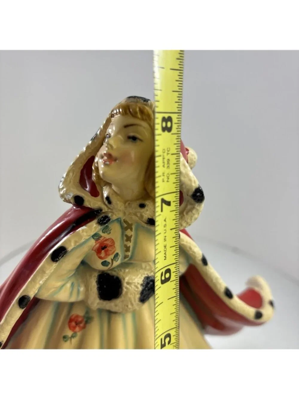 Vintage Red Hooded Girl Depositato Italy Chalkware Figure